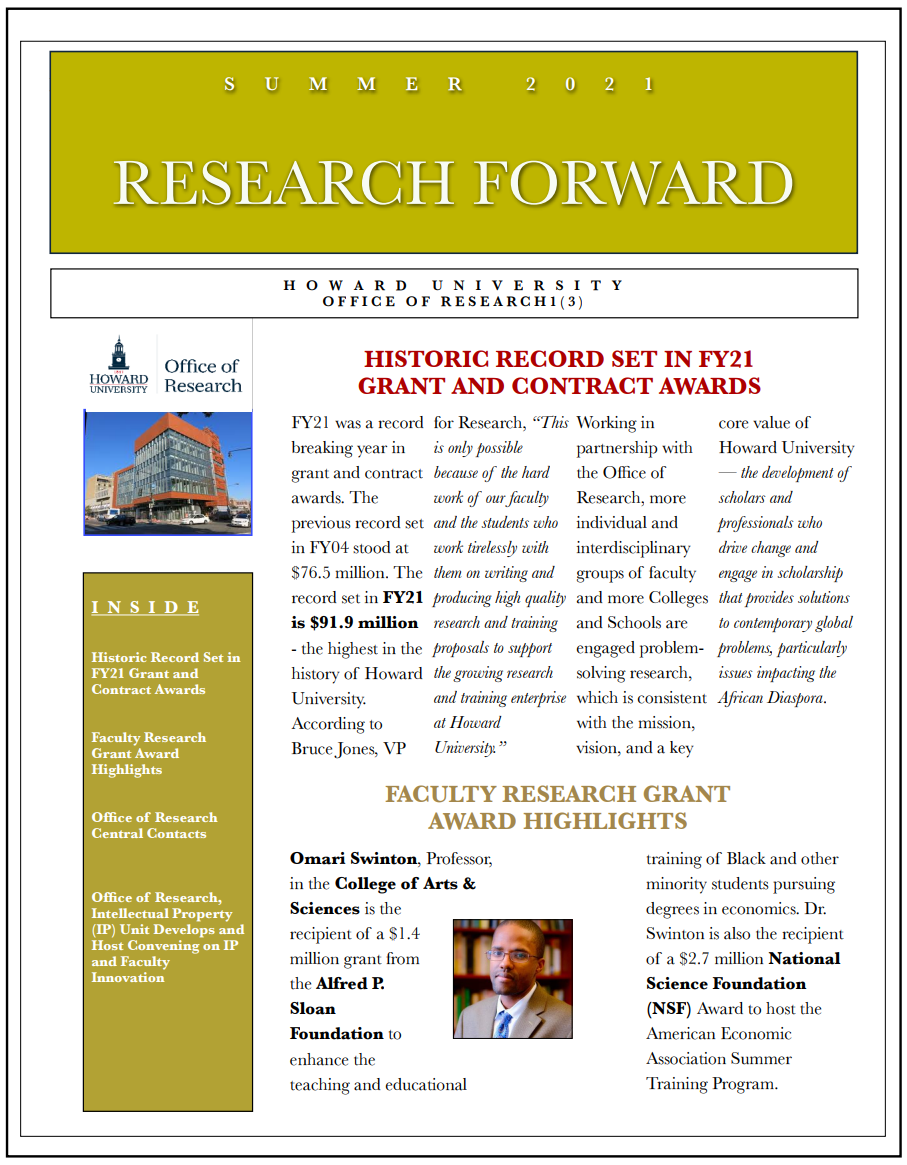 Howard University Research Forward Magazine Summer 2021